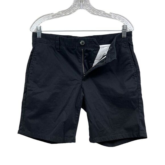 Open Edit Chino Shorts Stretch Flat Front Zip Fly Slash Pockets Black Men Sz 30W - Picture 3 of 6